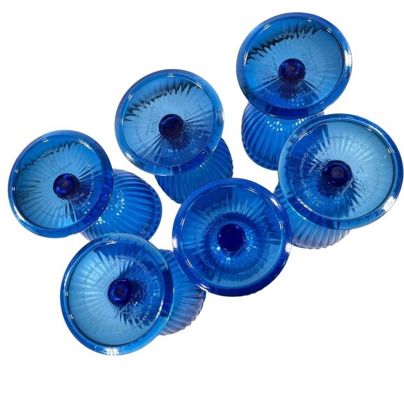 Vtg Le Cadeaux Blue Milano Wine Goblet Set of 6 Glasses Polycarbonate Taiwan - Picture 5 of 8